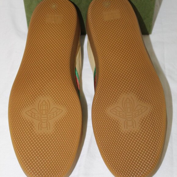 NWB Gucci GG Supreme Low Sneaker Sneakers Web Flats Web G74 Lace Up 41 624484 - Picture 5 of 6